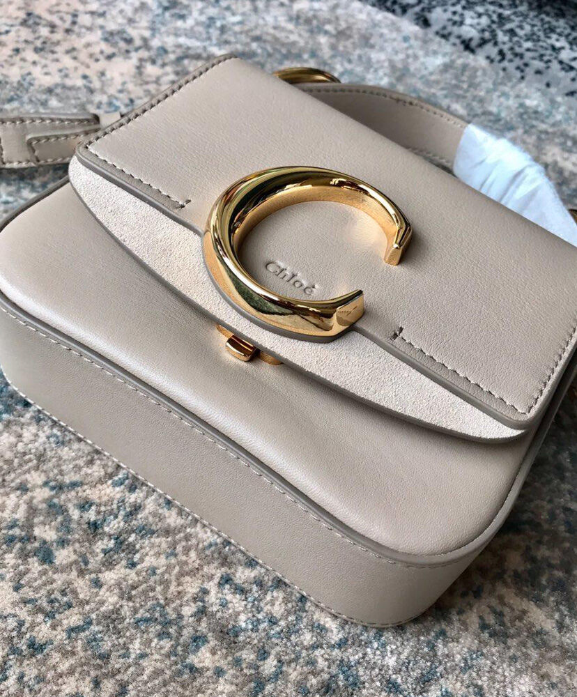 Chloe Mini C Bag Handbag Leather Cream